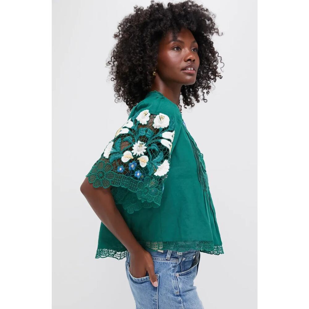 SEA NEW YORK Exclusive Green Vesna Short Sleeve Top SXXS NWT - Picture 2 of 6